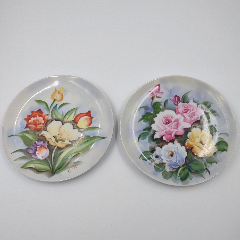 Vintage Hand Painted Floral Plates